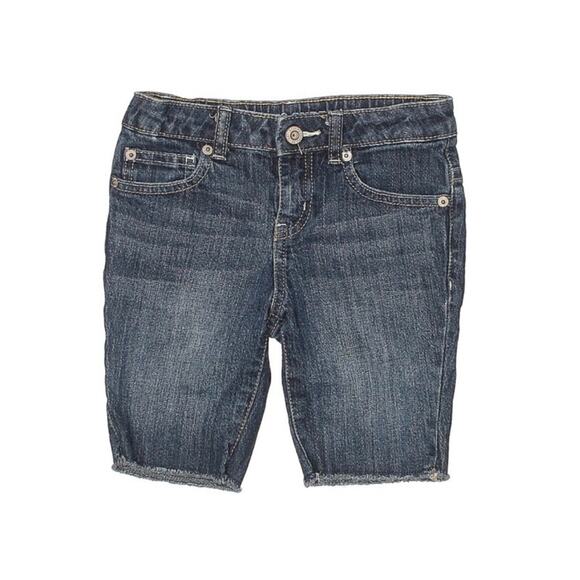 Mossimo Bermuda Short Raw Hem Denim Girls sz 4/5 Casual Bottoms Dark Wash Modest - Picture 1 of 9